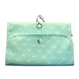 Dabney Lee Mint Green Bow Print Travel Makeup Case